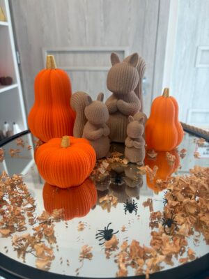 🍂 JESIENNY ZESTAW DEKORACYJNY 3D – DYNIE x3 + WIEWIÓRKIx3🐿️🎃