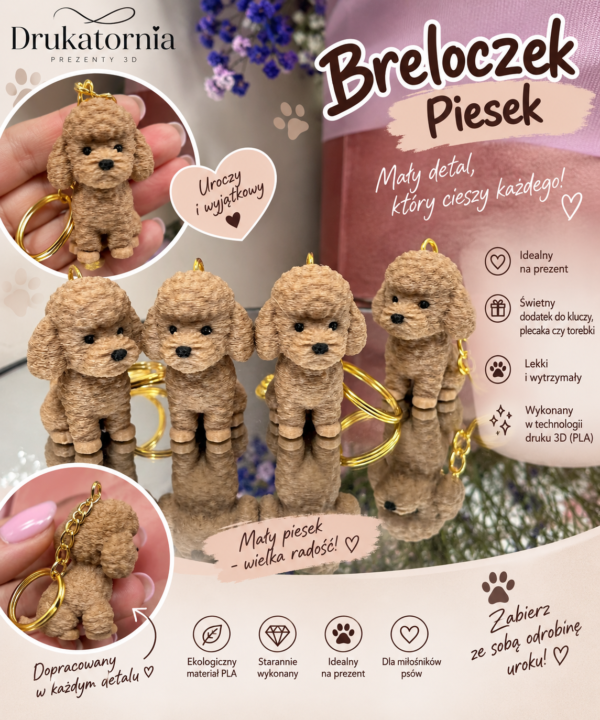 aaaaa 🐩 Brelok Pudelek 3D