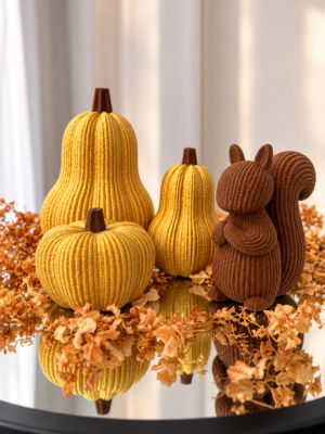🎃 Dekoracyjne dynie 3D – DUŻA, ŚREDNIA i MAŁA, Wiewiórka