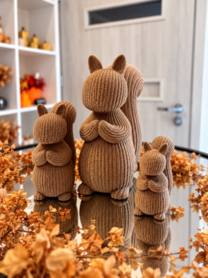 🐿️ ZESTAW 3 DEKORACYJNYCH WIEWIÓREK 3D – 15 / 10 / 7 CM